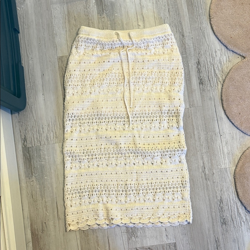 Cream Crochet Knit Skirt